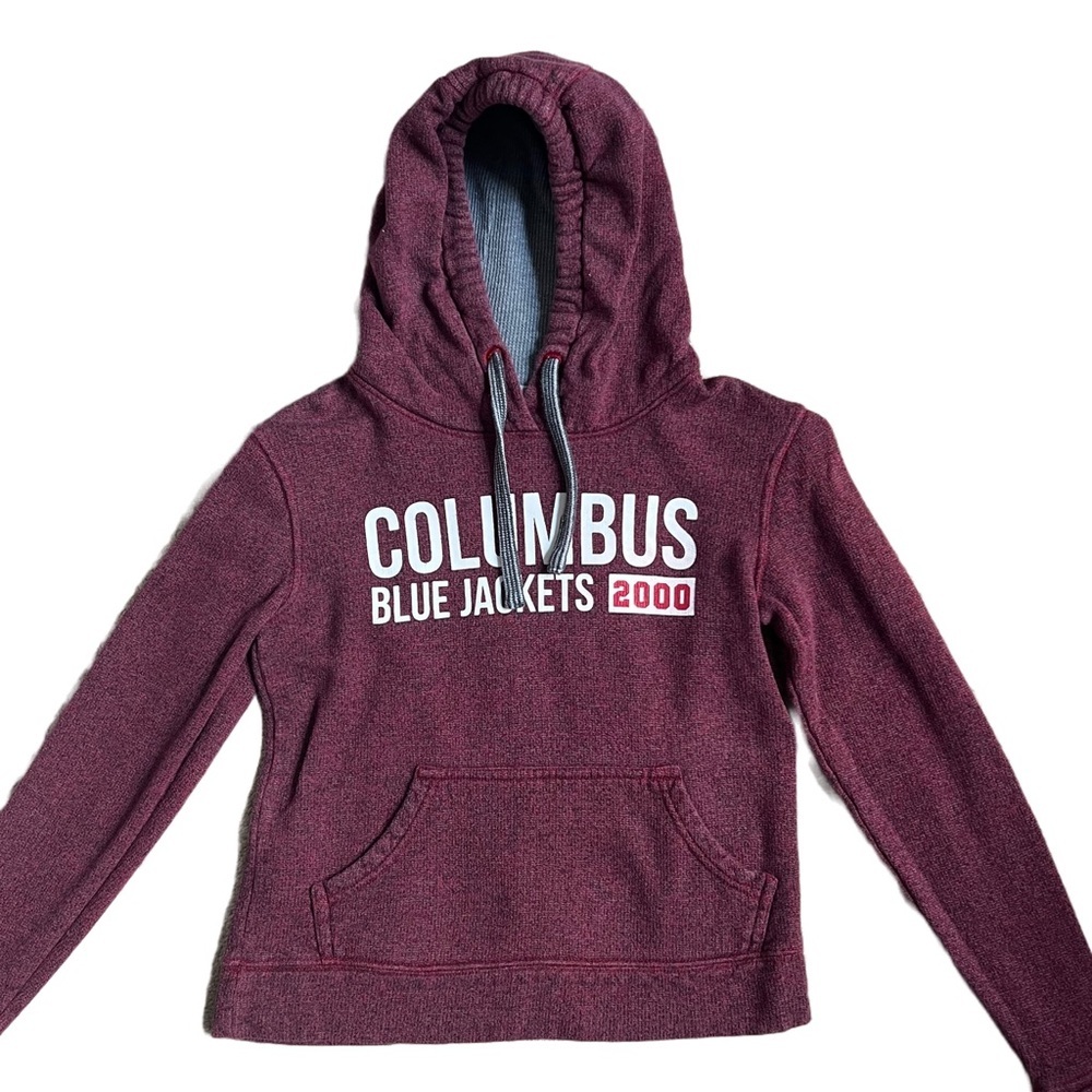 BURGUNDY COLUMBUS BLUE JACKETS VINTAGE HOODIE SIZE XS